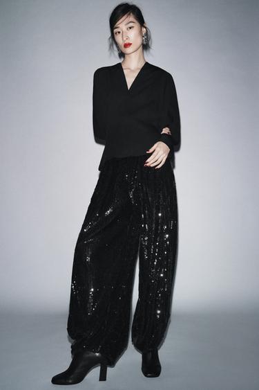 ZW COLLECTION LIMITED EDITION SEQUIN TROUSERS - Black by Zara