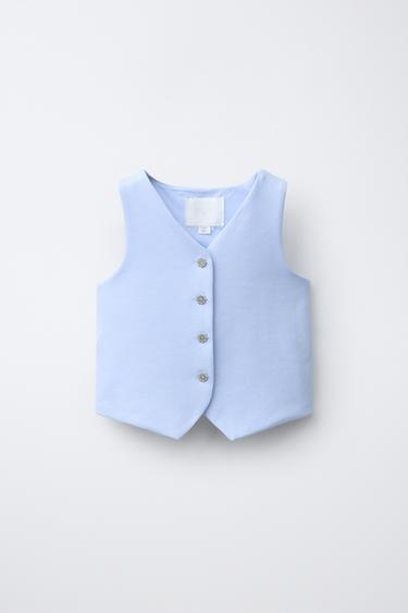 GILET BOUTON BIJOU - Bleu clair de Zara