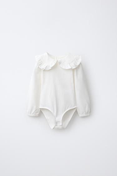 BODY CUELLO BOBO VOLANTE - Blanco roto de Zara - Imagen 0