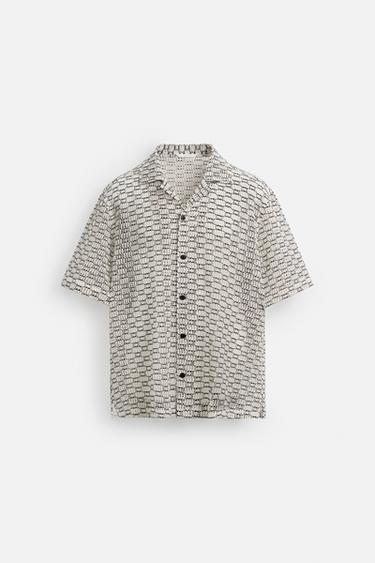 OPEN-WEAVE TEXTURED SHIRT - Black / White by Zara - Image 7