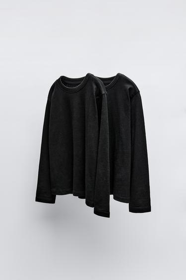 2-PACK OF PLAIN LONG SLEEVE T-SHIRTS - Black by Zara - Image 0
