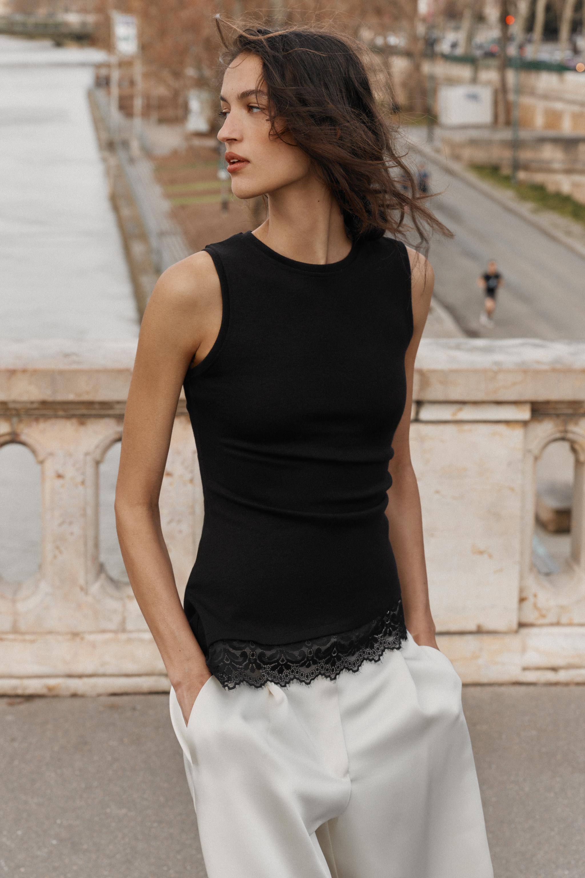 DRAPED LACE TOP