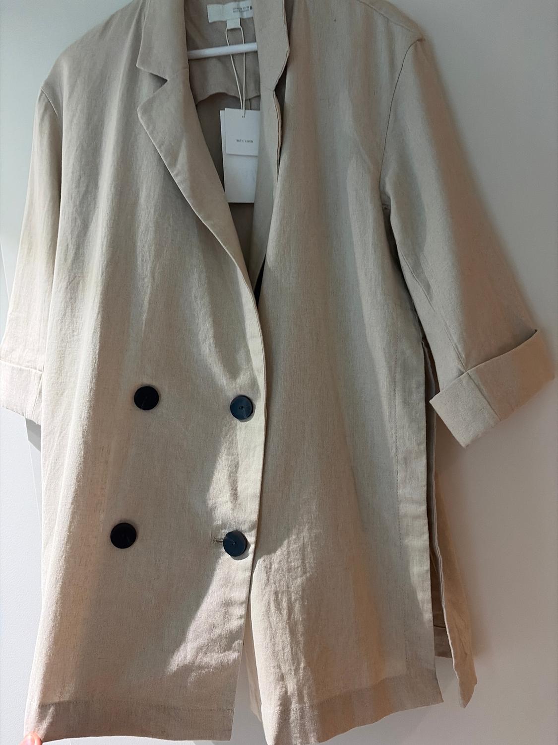 DOUBLE-BREASTED LINEN BLEND BLAZER - Image 2