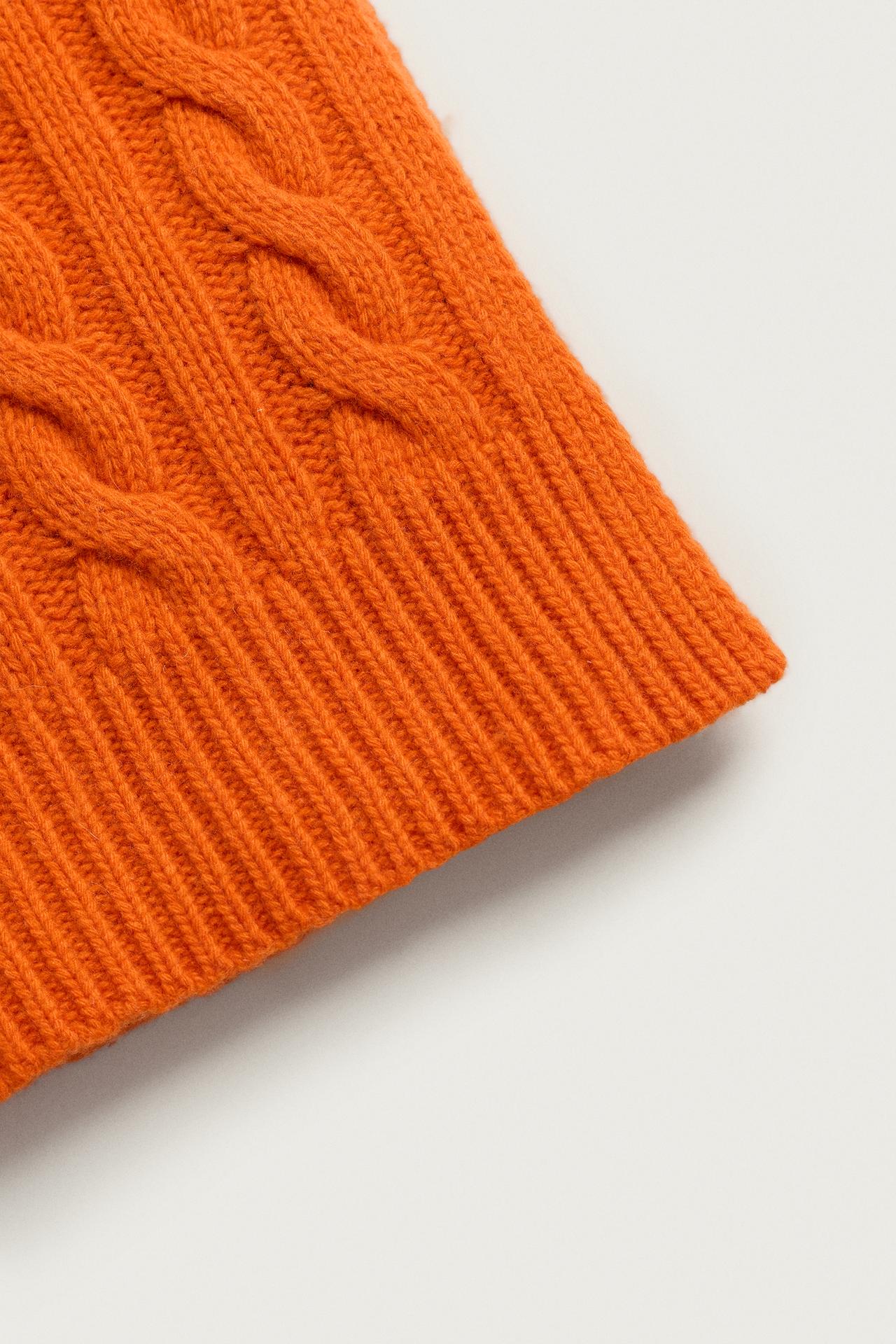 CABLE-KNIT WOOL BLEND SCARF — Orange