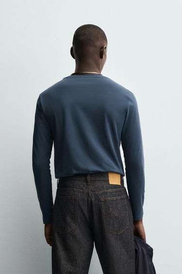 T-SHIRT BASIQUE SLIM FIT - Bleu canard de Zara - Image 2