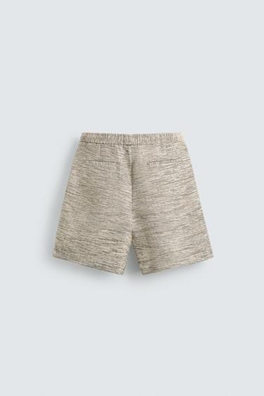 TEXTURED CONTRAST BERMUDA SHORTS - Ecru / Beige by Zara - Image 6