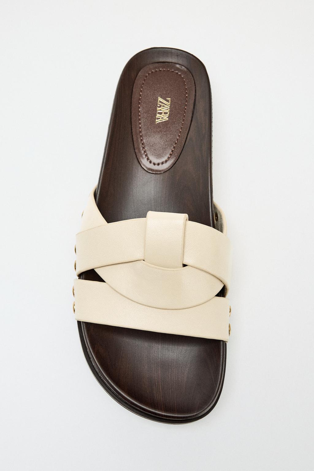 CRISS-CROSS FLAT LEATHER SANDALS