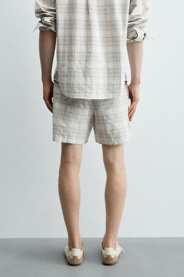 REGULAR FIT CHECK BERMUDA SHORTS - Sky blue by Zara - Image 2