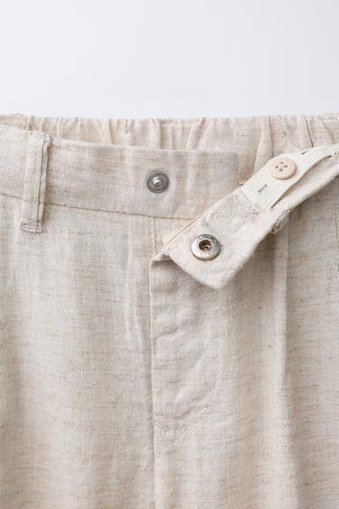 LINEN BLEND SUIT TROUSERS - Light beige by Zara - Image 2