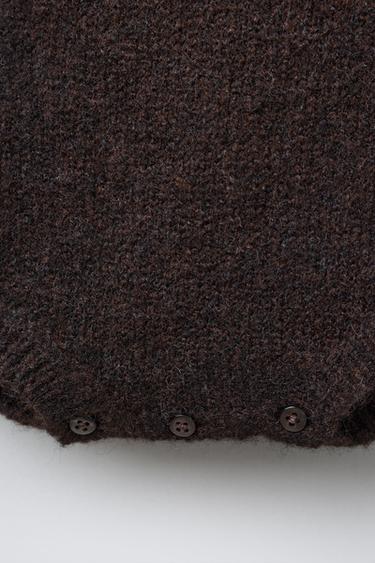 WOOL BLEND LACE KNIT JUMPSUIT - Brown by Zara - Image 3