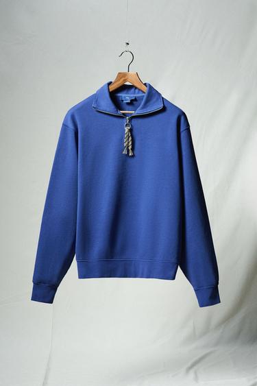 SWEAT COL ZIPPÉ À BANDE AARON LEVINE X ZARA - Bleu roi de Zara