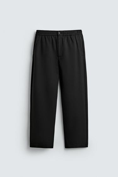 Zara REGULAR FIT JOGGER WAIST PANTS - Black