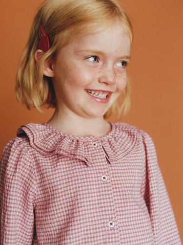 DOUBLE PETER PAN COLLAR CHECK SHIRT BENSIMON ® X ZARA - Strawberry by Zara