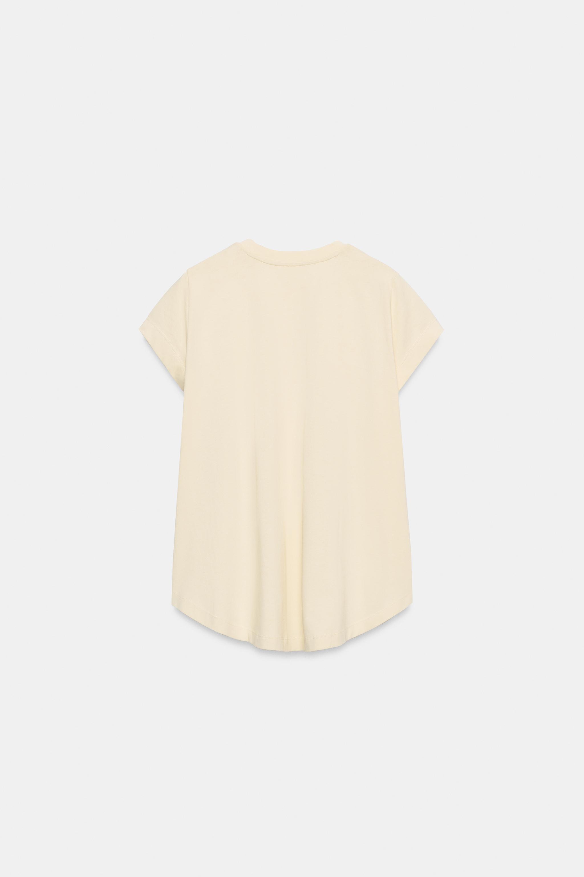 Женские футболки Zara ASYMMETRIC COTTON T-SHIRT — фото 7