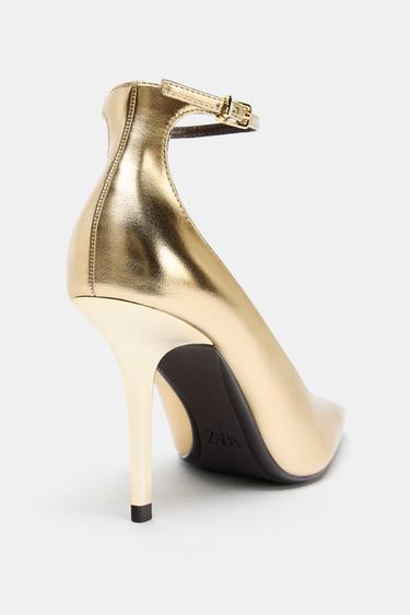 METALLIC EFFECT HIGH-HEEL SHOES - Gold by Zara - Image 3