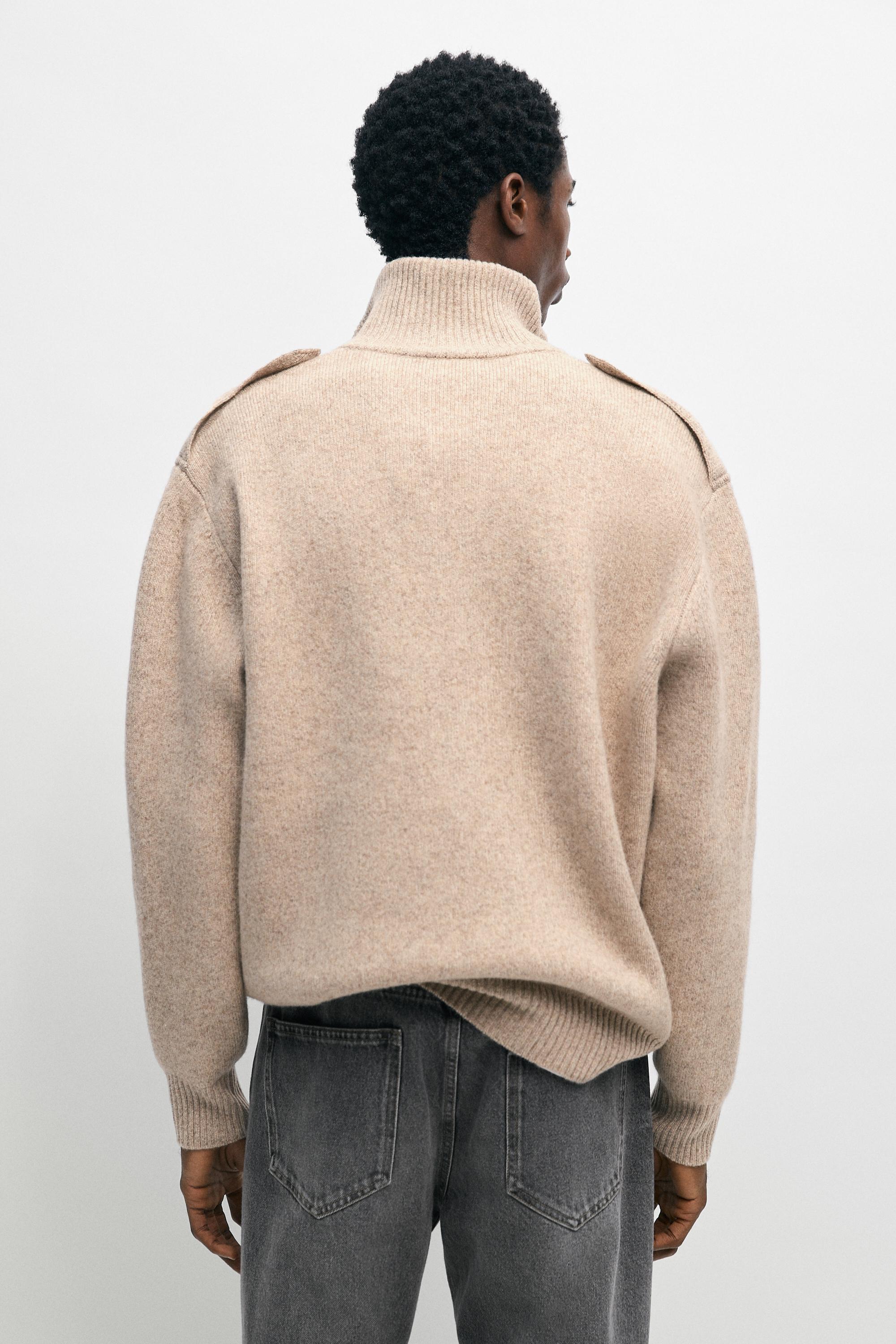 Mock neck knit sweater with zip