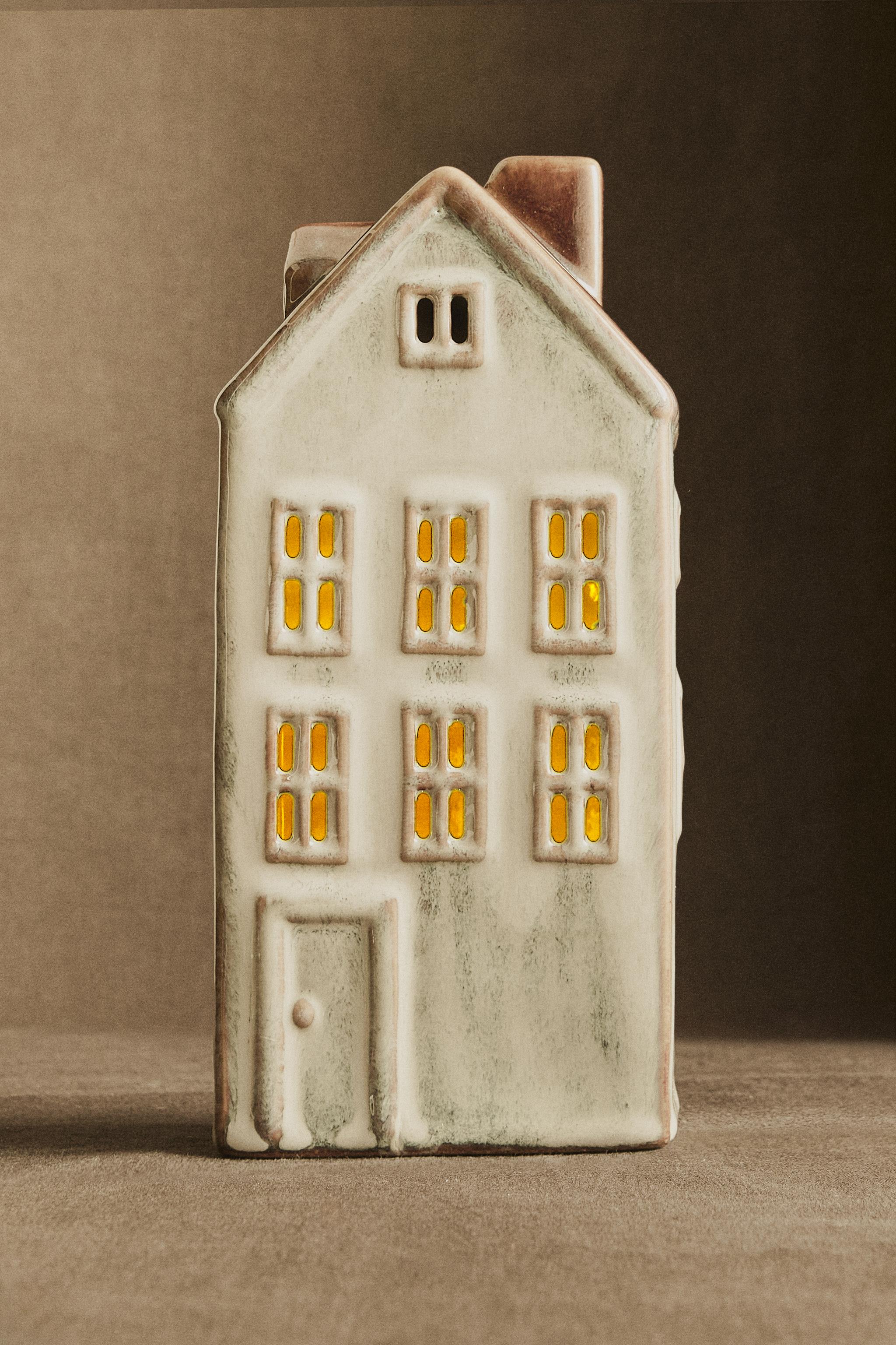 LIGHT-UP PORCELAIN HOUSE CHRISTMAS ORNAMENT