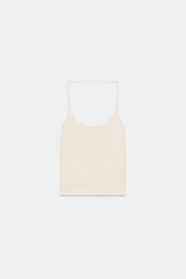 SEAMLESS HALTER TOP - Ecru by Zara - Image 6