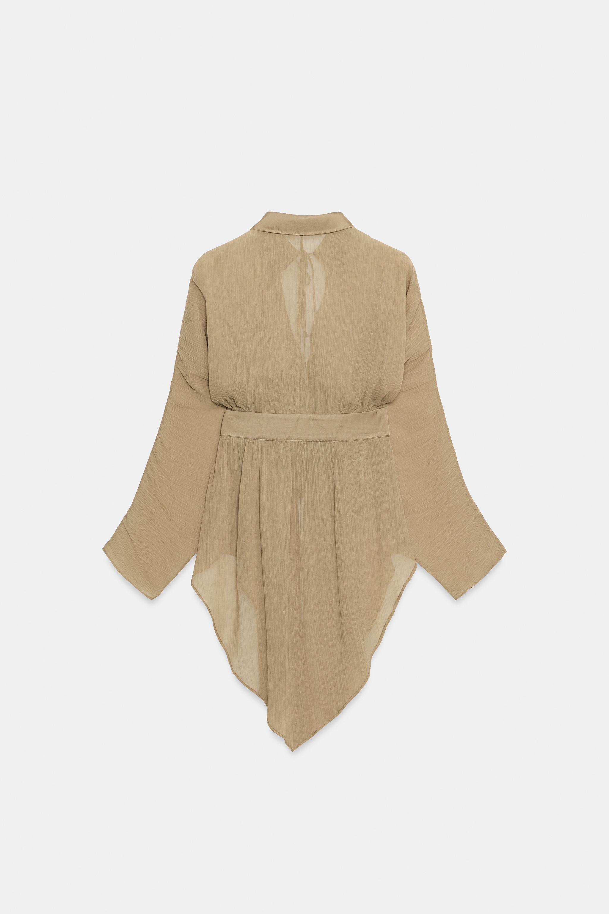 Женские рубашки Zara ZW COLLECTION LACE FLUID SHIRT — фото 6