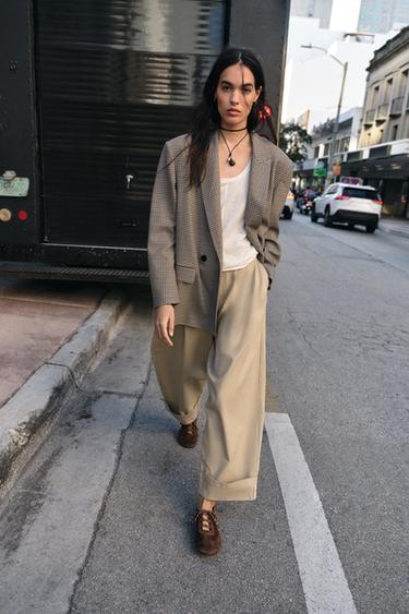 VESTE OVERSIZE À BOUTONNAGE CROISÉ - Noir / Vert de Zara - Image 7