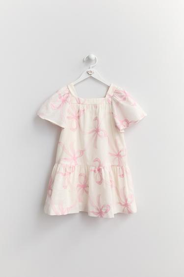 KJOLE MED BRODEREDE SLØJFER - knæk. hvid fra Zara