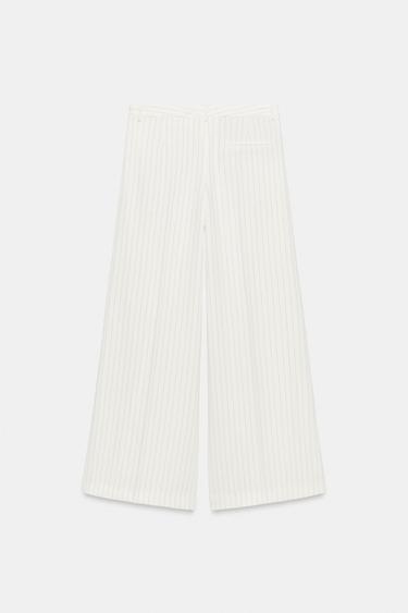 PANTALON LARGE À RAYURES ZW COLLECTION - Jaune pastel de Zara - Image 5