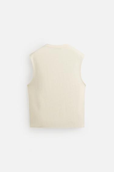 100% LINEN TANK T-SHIRT - Ecru by Zara - Image 7
