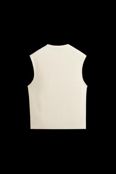 100% LINEN TANK T-SHIRT - Ecru by Zara