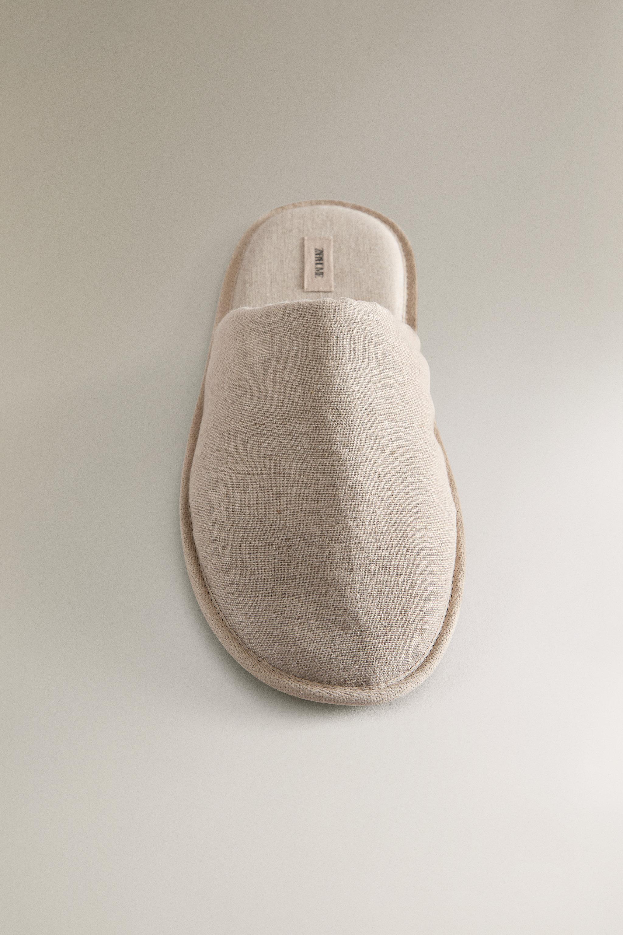 LINEN MULE SLIPPERS
