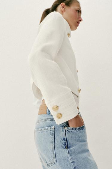 BLAZER CROISÉ BOUTON DORÉ - Écru de Zara - Image 5
