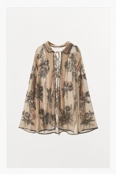 Zara BEADED SEQUIN TOP - Golden