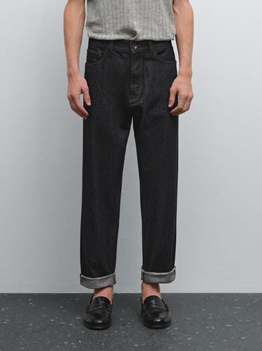 Zara Tapered fit cotton selvedge jeans - Black