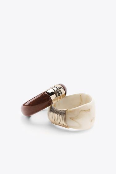 PACK OF 2 RIGID RESIN BRACELETS - Brown by Zara - Image 3