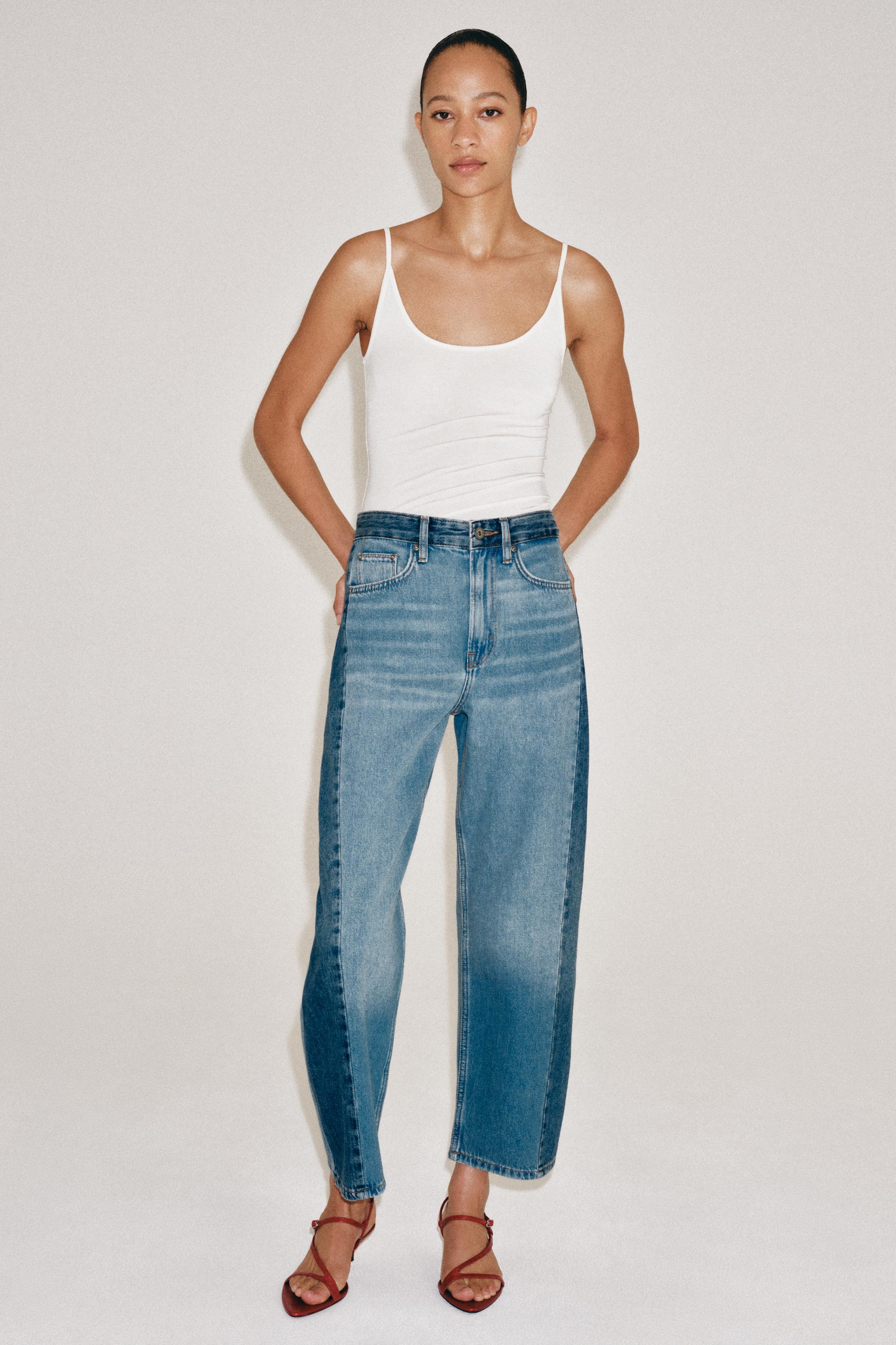 ZW COLLECTION MID-RISE RELAXED ANKLE PATCHWORK JEANS