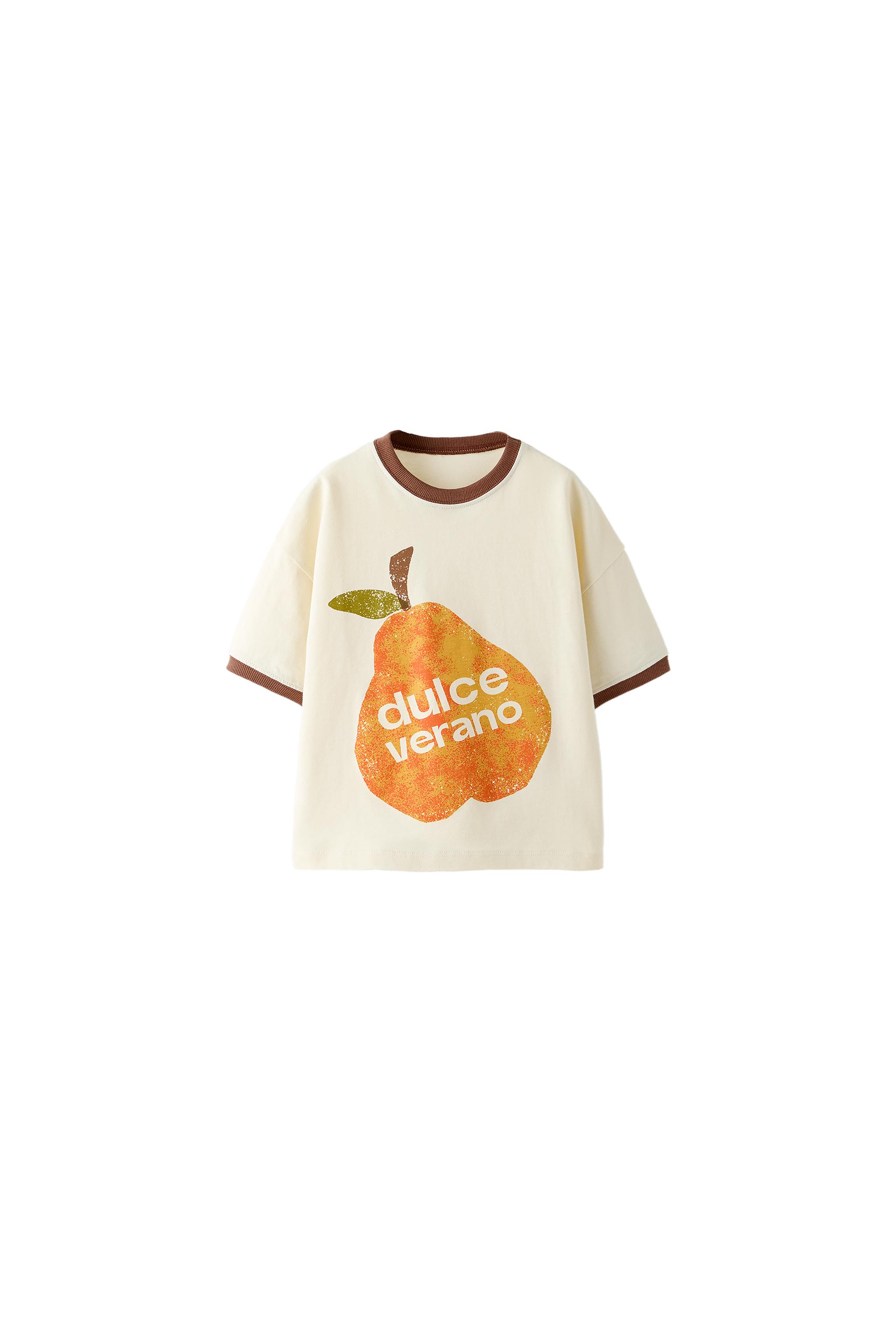 SUMMER PRINT T-SHIRT WITH TRIMS - Ecru | ZARA Australia