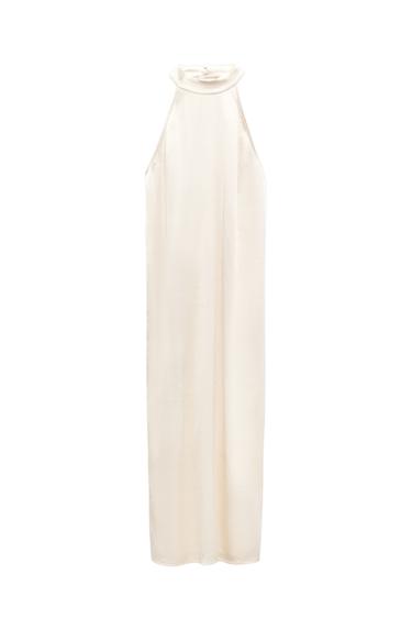 SATIN EFFECT HALTER DRESS