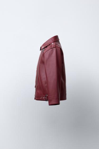 FAUX LEATHER JACKET WITH BUCKLES - Burgundy by Zara - Image 2