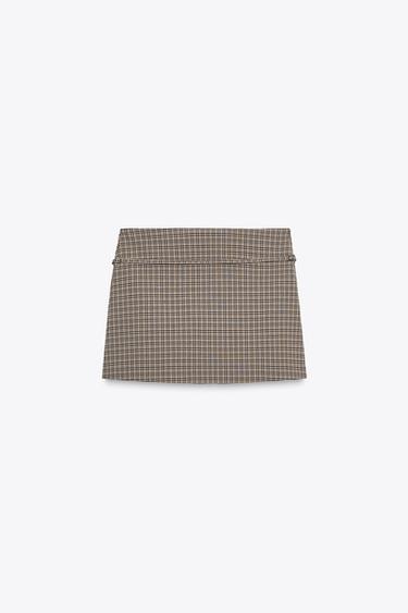 Zara BELTED SKORT - Gray / Tan