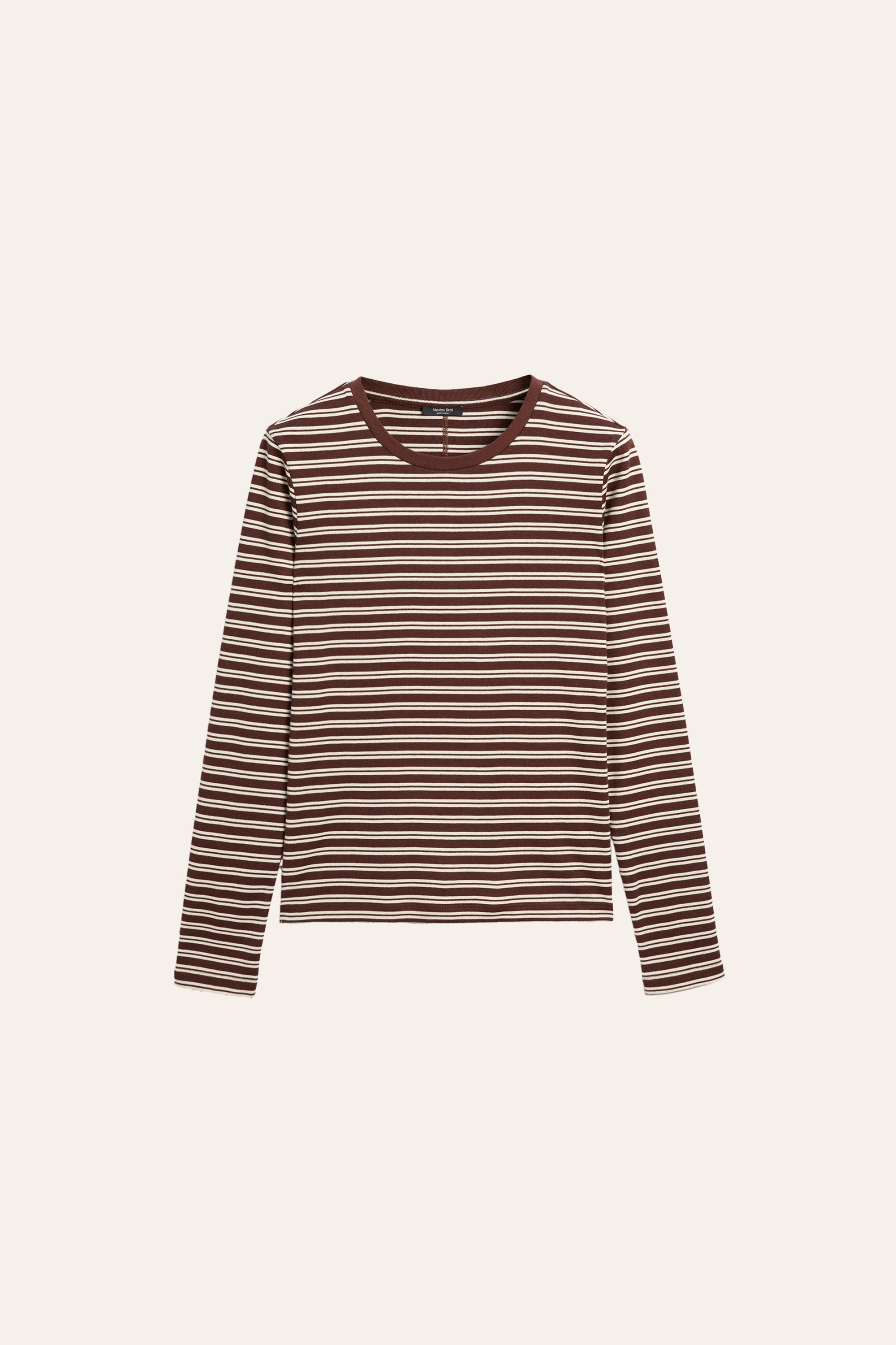 100% cotton striped T-shirt — Mink marl
