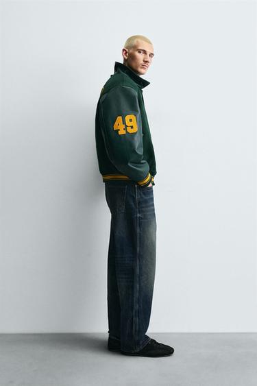 BLOUSON BOMBER EN MATIÈRES VARIÉES - Vert de Zara - Image 3