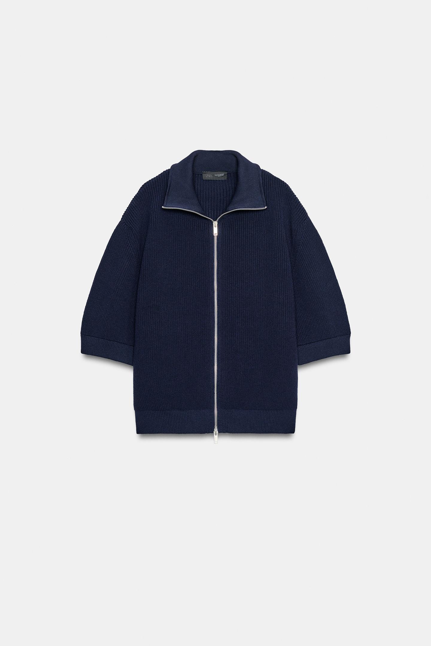 Женский кардиган Zara ZIP, цвет: Тёмно-синий — фото 6