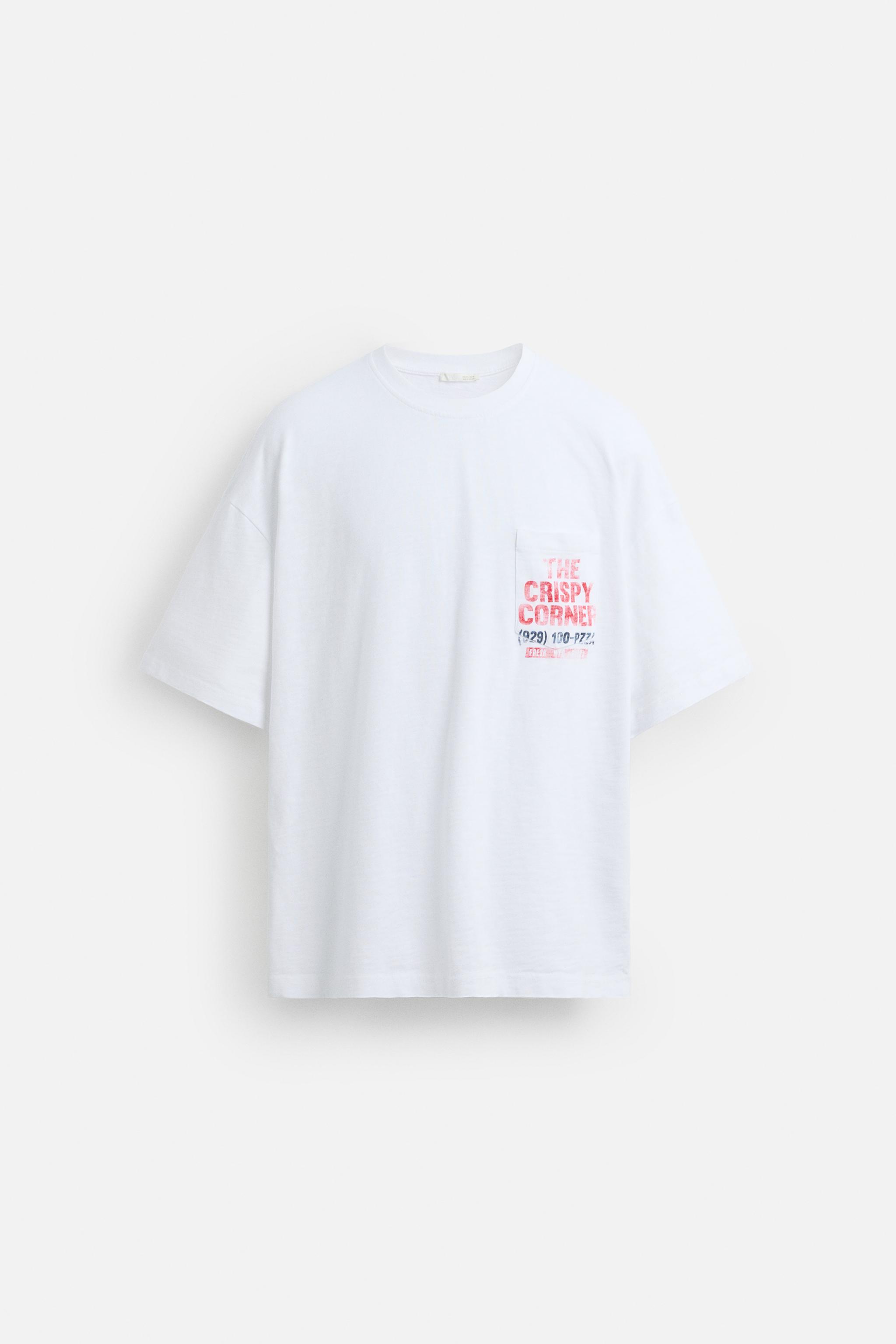 PRINTED POCKET T-SHIRT - Oyster-white | ZARA United States