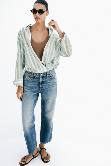 Z1975 CROPPED MID-RISE JEANS - Blue by Zara