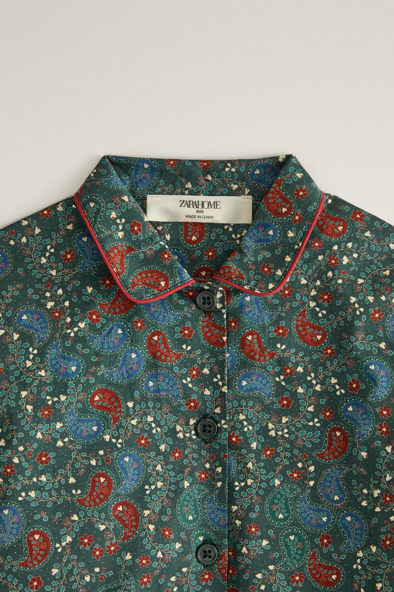 BABY COTTON PAISLEY CHRISTMAS FOOTED ROMPER — Dark green