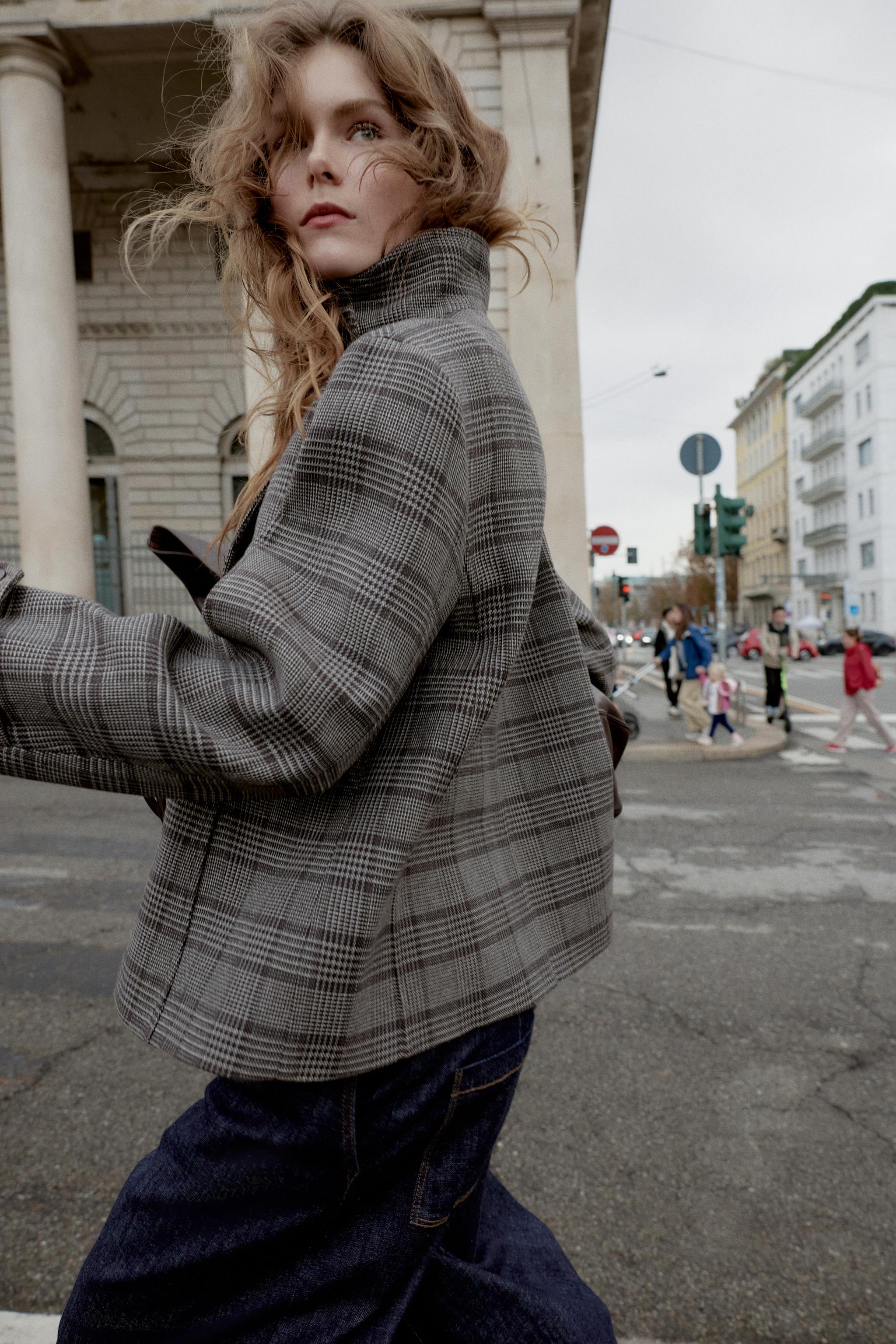 PLAID WRAP JACKET