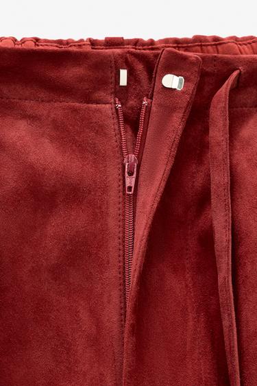 PANTALON CUIR DAIM LIMITED EDITION - Bordeaux de Zara - Image 6