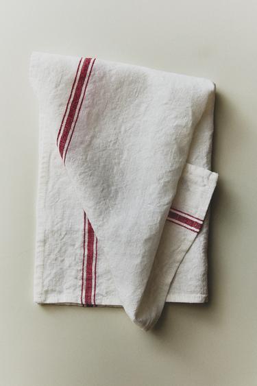 TORCHON LIN RAYURES - Rouge de Zara - Image 4