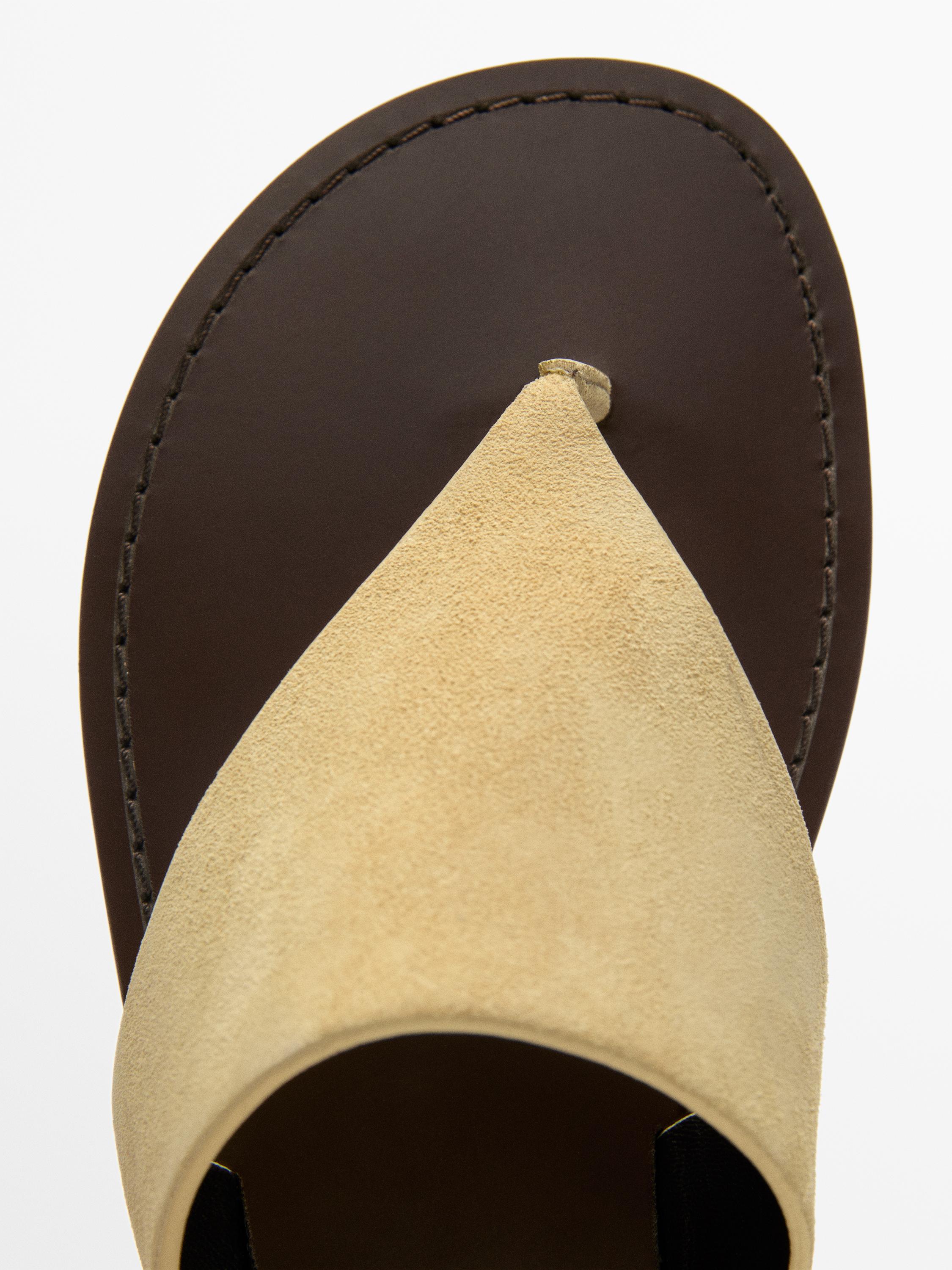 Split leather toe divider sandals