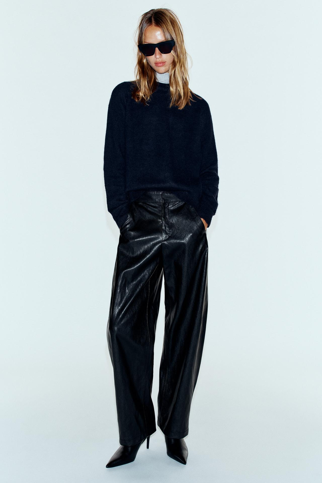 WOOL AND ALPACA SWEATER — Navy blue