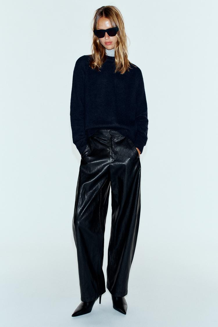 WOOL AND ALPACA SWEATER — Navy blue